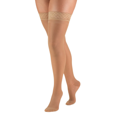 TRUFORM Women's TruSheer Thigh High Lace Silicone Top Band 20-30 mmHg