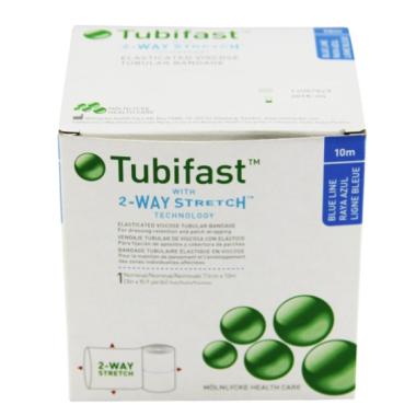 Molnlycke Tubifast 2 Way Stretch BLUE LINE 10m x 3 Inch Tubular Bandage