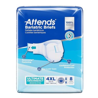 Unisex Adult Incontinence Brief Attends® Bariatric 4X-Large Disposable Heavy Absorbency 