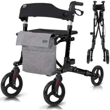 Vive Mobility Rollator Walker - 4 Wheeled with Seat (MOB1010)
