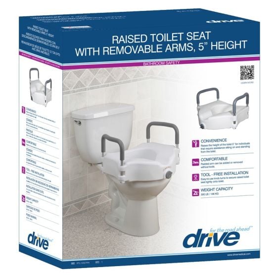 Drive Medical RTL12027RA 2in1 Locking Raised Toilet Seat w