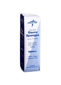 MedLine 2 x 2 Inch Woven Gauze Sponges, 8 Ply - NON25208
