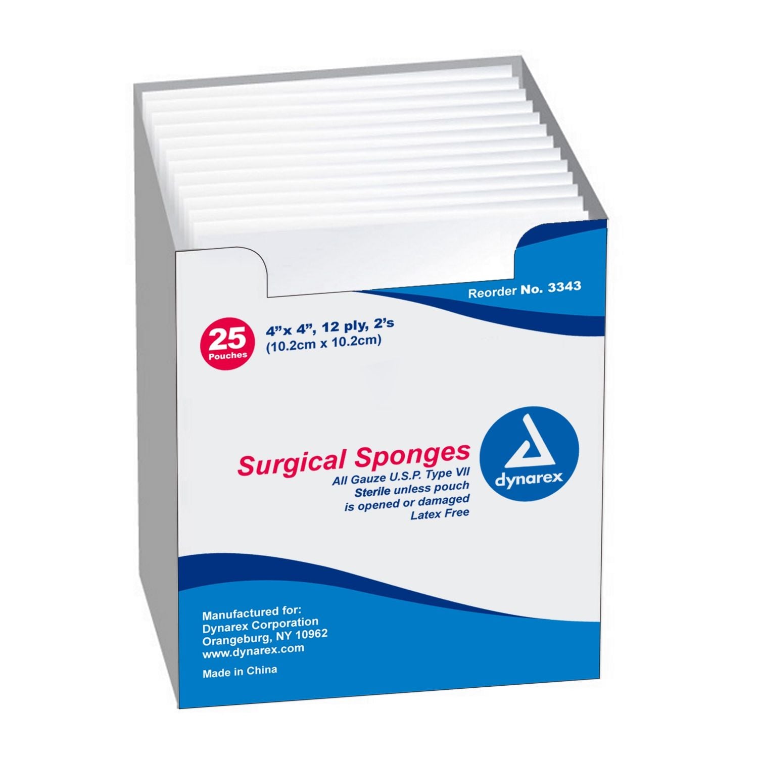 Dynarex 3343 Surgical Gauze Sponges 4 x 4 Inch, 12 Ply Sterile