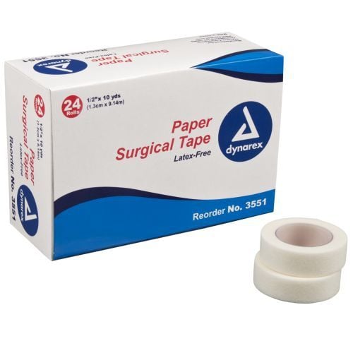 Dynarex Paper Surgical Tape, Latex-Free 1/2, 1, 2, 3 inch - 3551, 3552,  3553, 3554