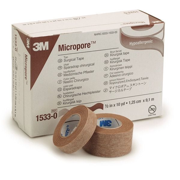 3M 1535-0EA Micropore Medical Tape with Dispenser, 1/2 inch x 10 Yard