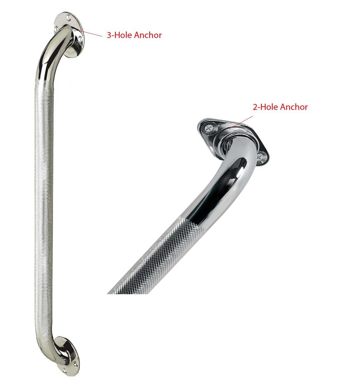 Medline Chrome Grab Bars, Knurled, Textured, 12 32 Inch MDS86016CHR