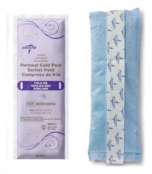 Medline Perineal Cold Packs, Standard & Deluxe, 4.5 x 14.25 (Pack of 24)