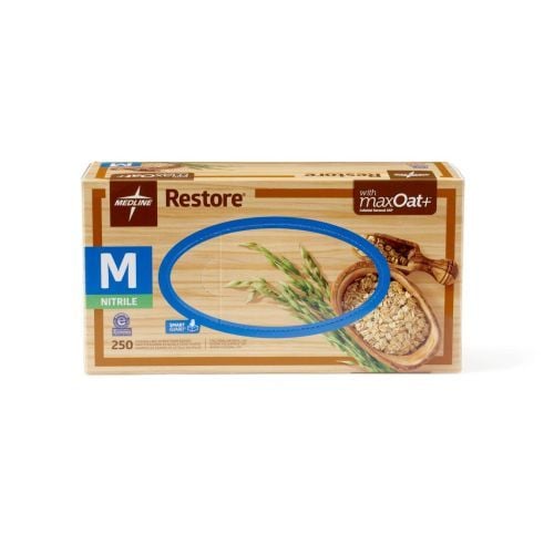 Medline Restore PowderFree Nitrile Exam Gloves with Oatmeal Vitality