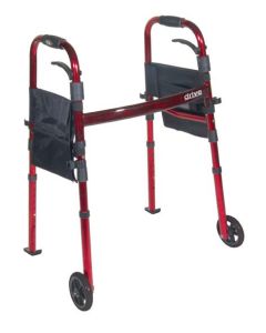 Drive Portable Folding Travel Walker, 5&quot; Wheels, Fold up Legs