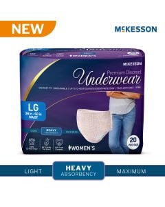 McKesson Premium Discreet Female Underwear, Pink - S-XL