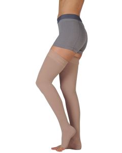 Juzo 3512AG Dynamic Thigh High Compression Stockings, Silicone Top Band OPEN TOE 30-40 mmHg