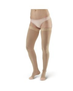 AW Style 392OT Open Toe 30-40 mmHg Luxury Opaque Thigh Highs Dot Silicone Dotted Band