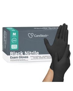 CareStock Black Nitrile Exam Gloves - Medium