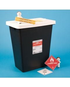 8 Gallon Kendall Black Waste Container with Horizontal/Vertical Entry - 17510
