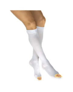 Jobst Anti-Embolism Open Toe Knee High Compression Socks, White