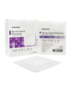 McKesson Composite Barrier Island Dressing Water Resistant 4 x 4 Inch - Sterile