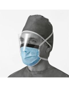 Medline ASTM L1 Surgical Face Mask with Anti-Fog, Shield, and Ties, Blue - NON27420