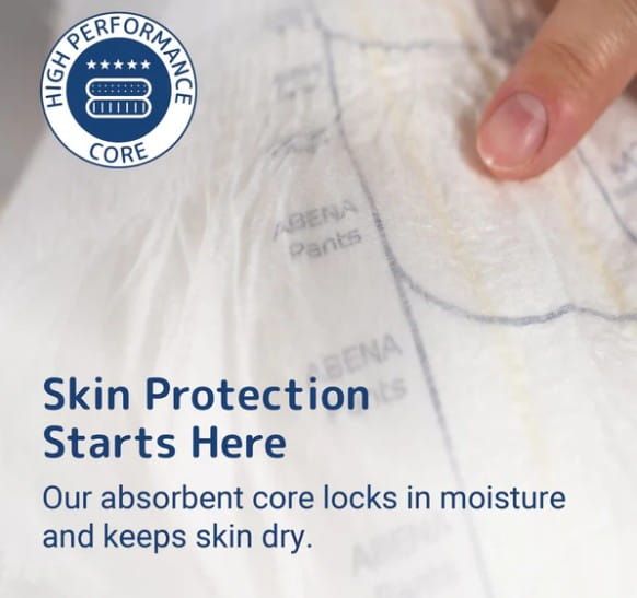 High-performance core | Skin protection starts here. Our absorbent core locks in moisture and keeps skin dry.
