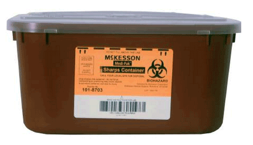 1 Gallon Red Medi-Pak Sharps Disposal Container with Horizontal Entry Lid 101-8703