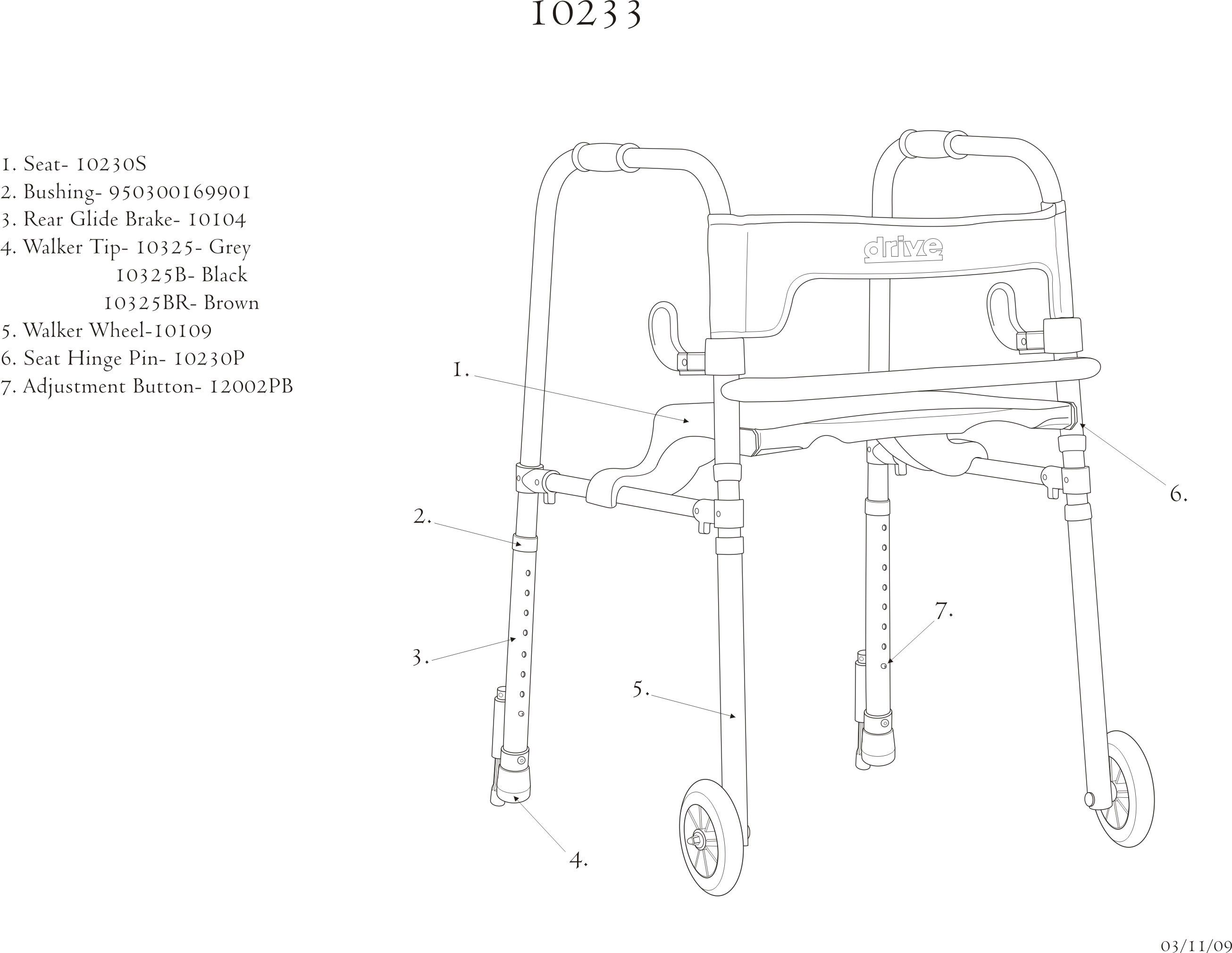 Drive Clever-Lite Folding Walker Parts