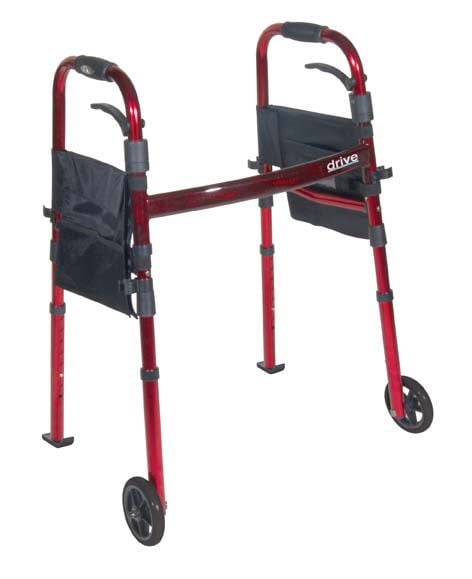 Image 1 of Drive Portable Folding Travel Walker, 5&quot; Wheels, Fold up Legs