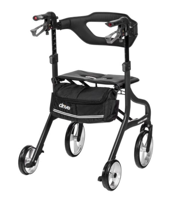 Black Rollator With Bag Attached Beneath the Seat