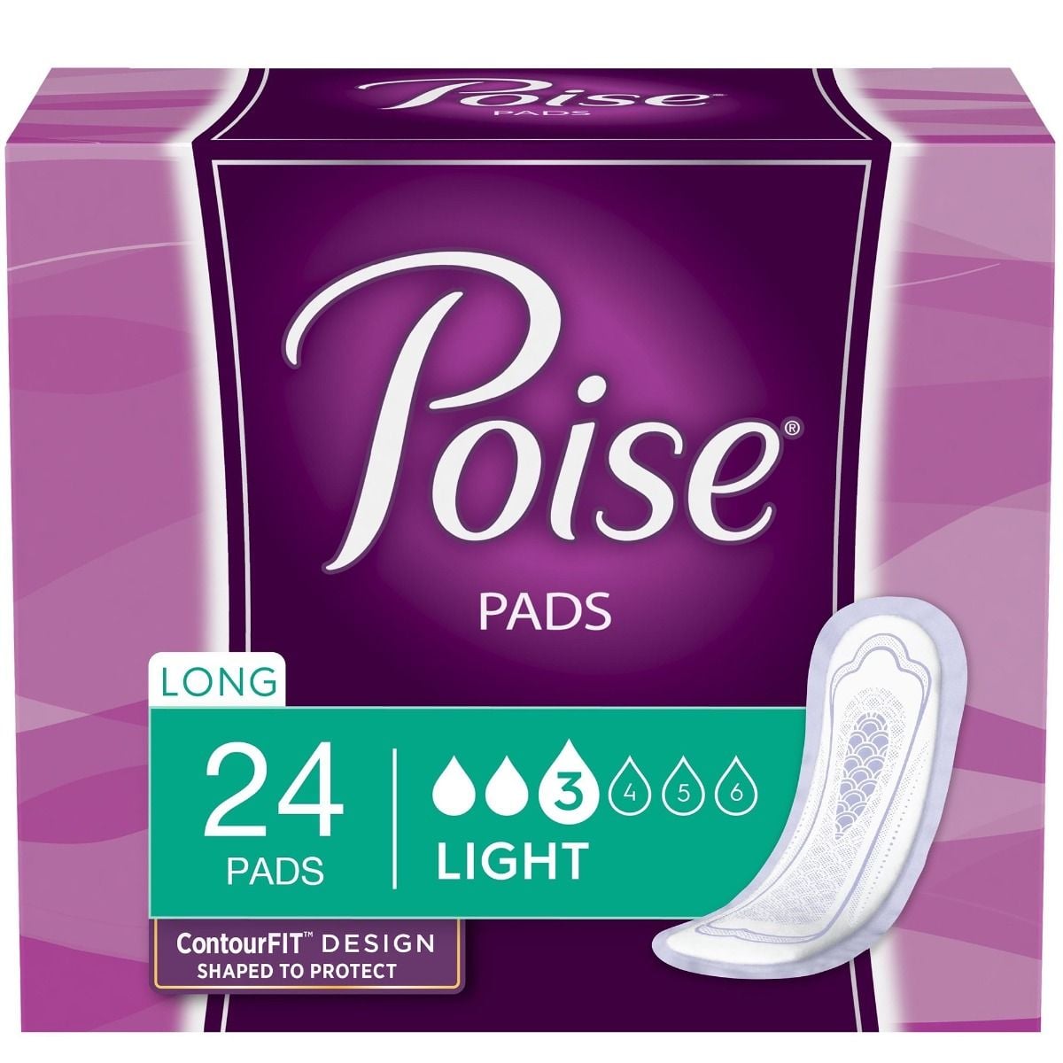 Poise Long Length Bladder Control Pads Light Absorbency