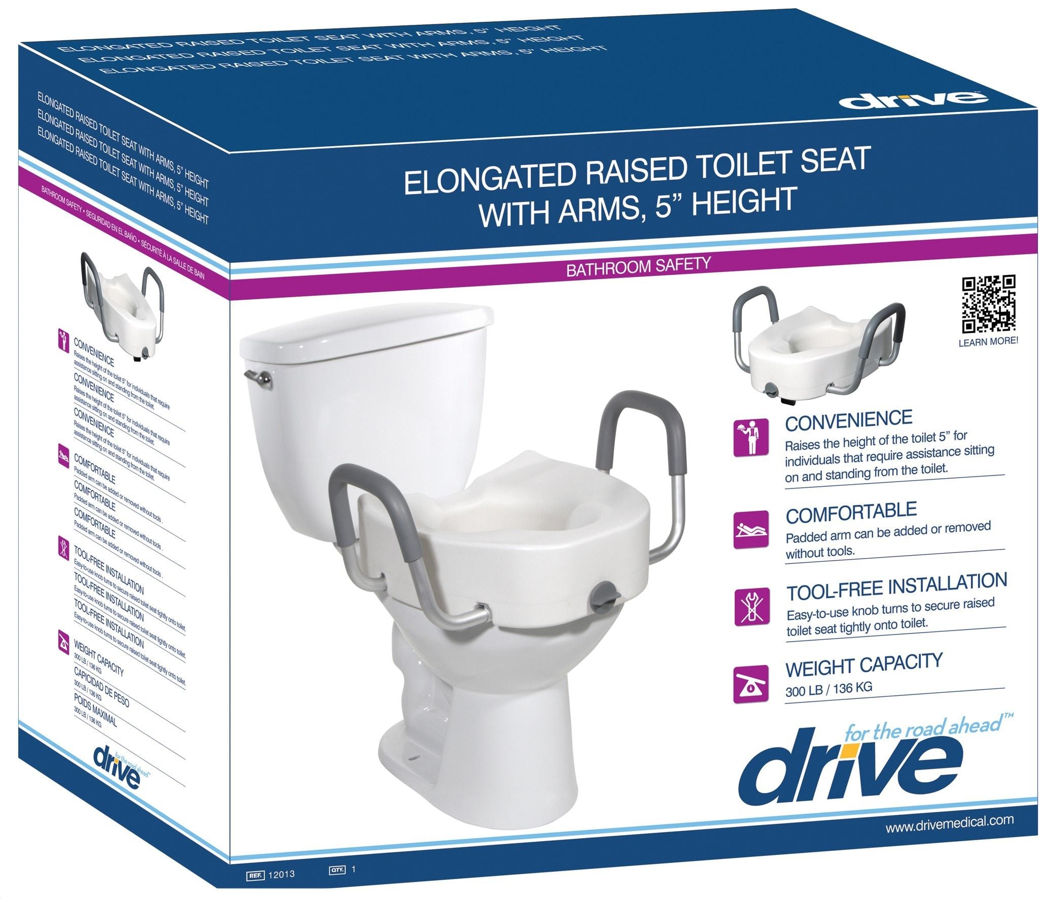 Elongated Raised Toilet Seat