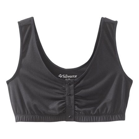 Silverts Women's Adaptive Front Snap Closure Bra, Black
