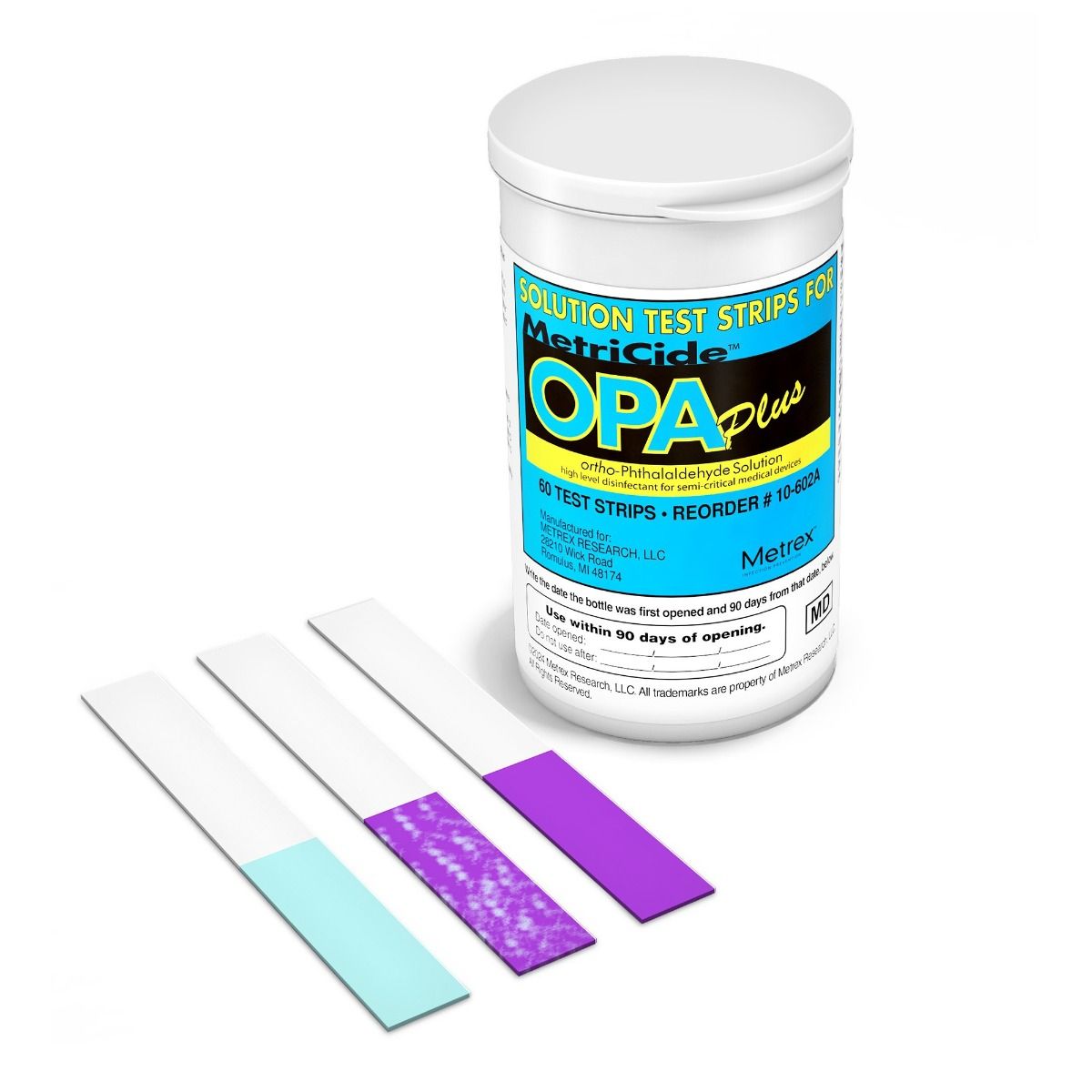 Canister with strips from blue to purple