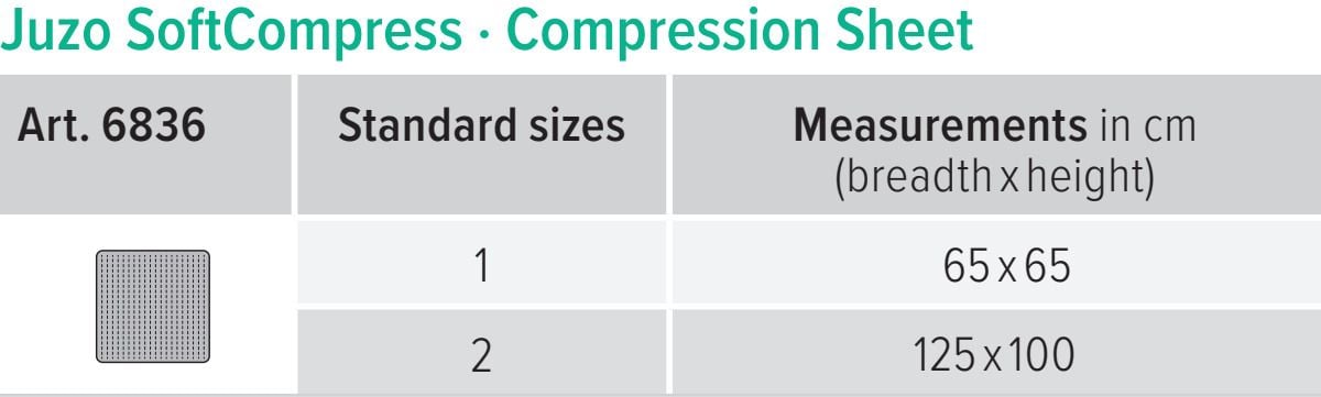 Compression Sheet Measurements Chart