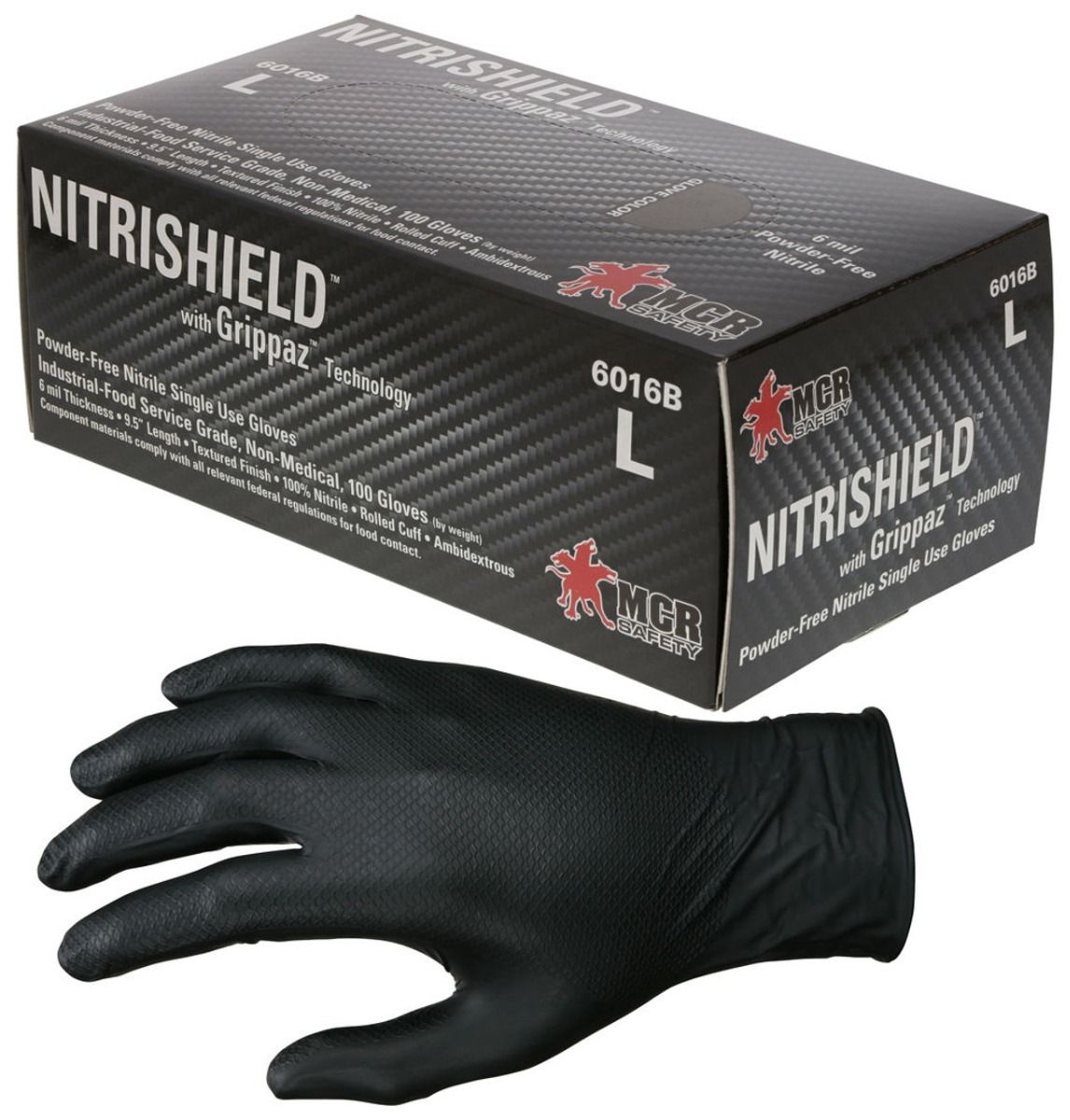 MCR Safety NitriShield Grippaz Nitrile Gloves, 6016B - L, XL