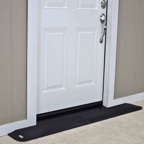 In front of door