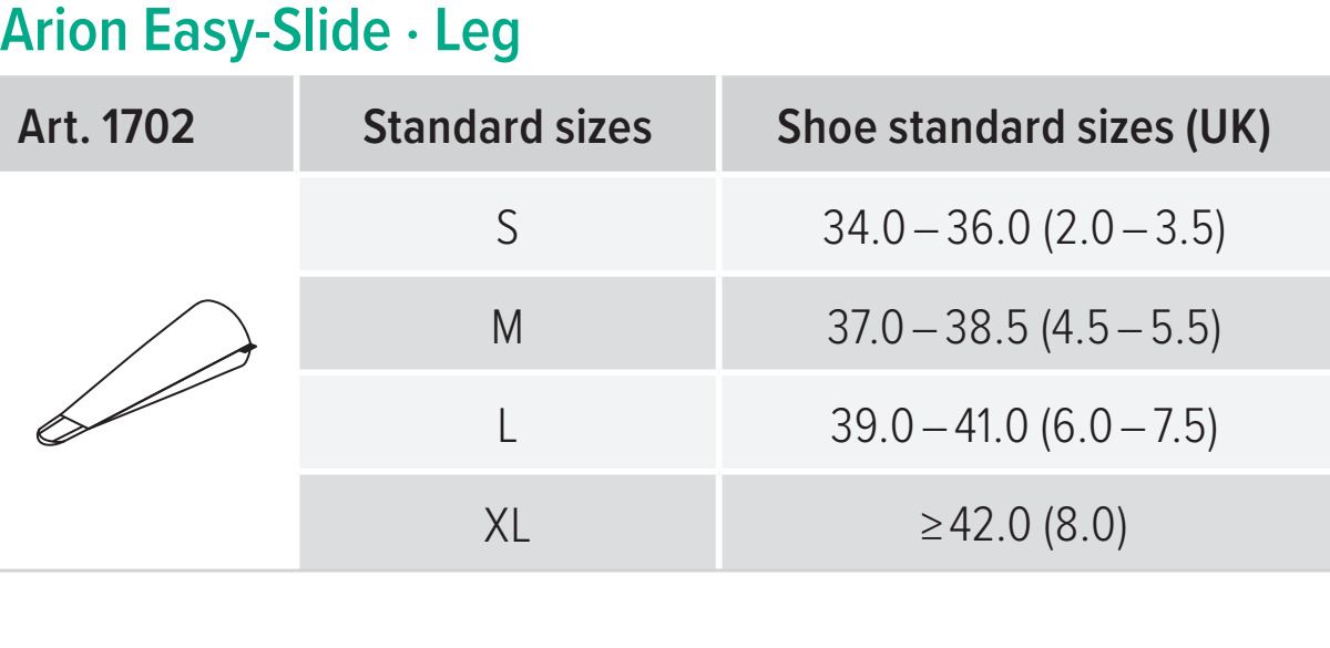 Leg size guide.