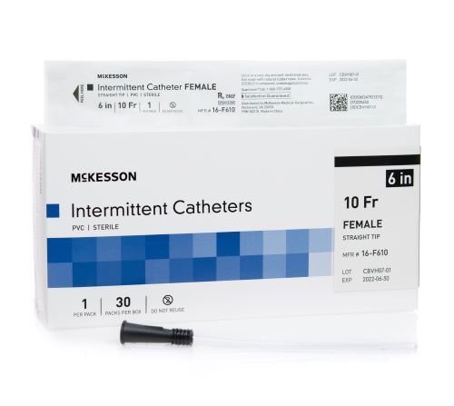 10-French catheter with black funnel end (16-F610), plus packaging