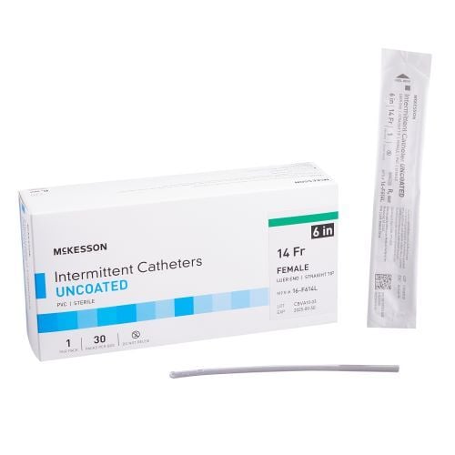 14 French luer-end catheter box with catheter and individual packaging