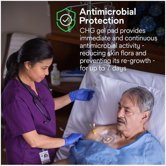 Antimicrobial Protection: CHG Gel Pad Provides Immediate and Continuous Antimicrobial Activity - Reducing Skin Flora and Preventing its Re-Growth for up to 7 Days