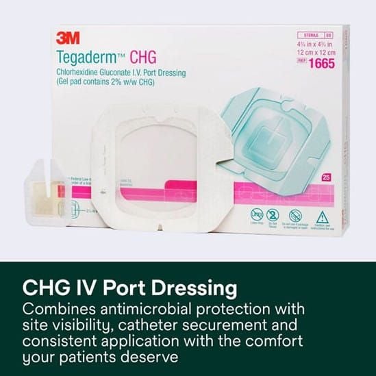 CHG IV Port Dressing Combines Antimicrobial Protection With Site Visibility, Catheter Securement and Consistent Application With the Comfort Your Patients Deserve
