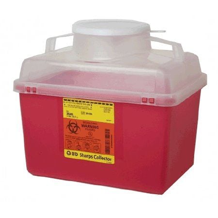 14 Quart Red BD Stackable Sharps Container Large Funnel with Clear Top 305480