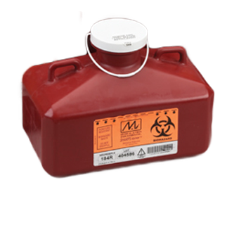 4.7 Quart Red Sharps Container with Rectangular Locking Cap 184R
