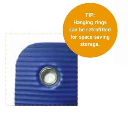 Tip: Hanging rings can be retrofitted for space-saving storage.