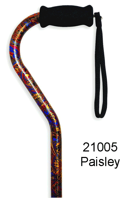 Paisley Offset Handle Adjustable Aluminum Cane 21005