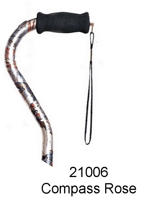 Compass Rose Offset Handle Adjustable Aluminum Cane 2100