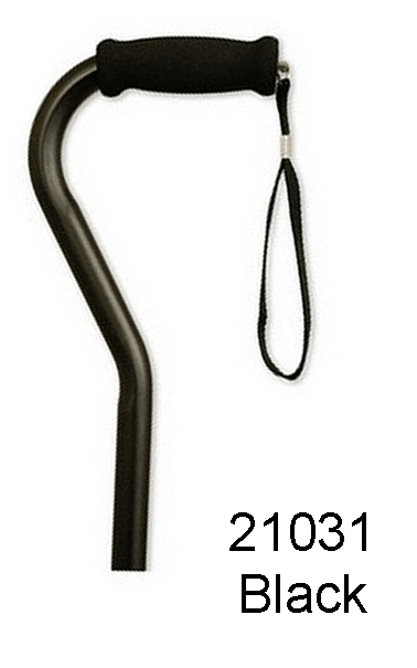 Black Offset Handle Adjustable Aluminum Cane 21031