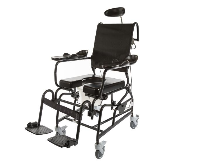 Tilt and Recline Shower Chair, Black Frame