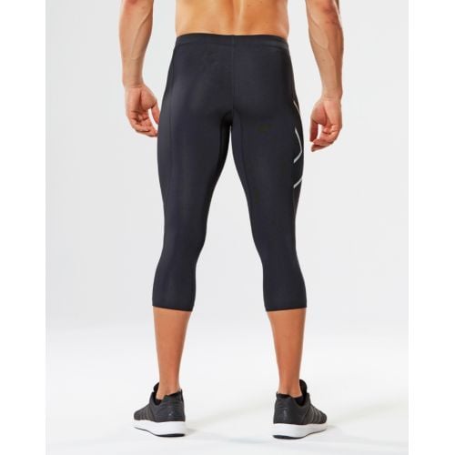 2XU Men's Compression 3/4 Tights - MA3850B-BLK-SIL-S, MA3850B-BLK
