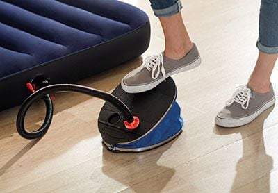 The large bellow pump is operated by a user's foot