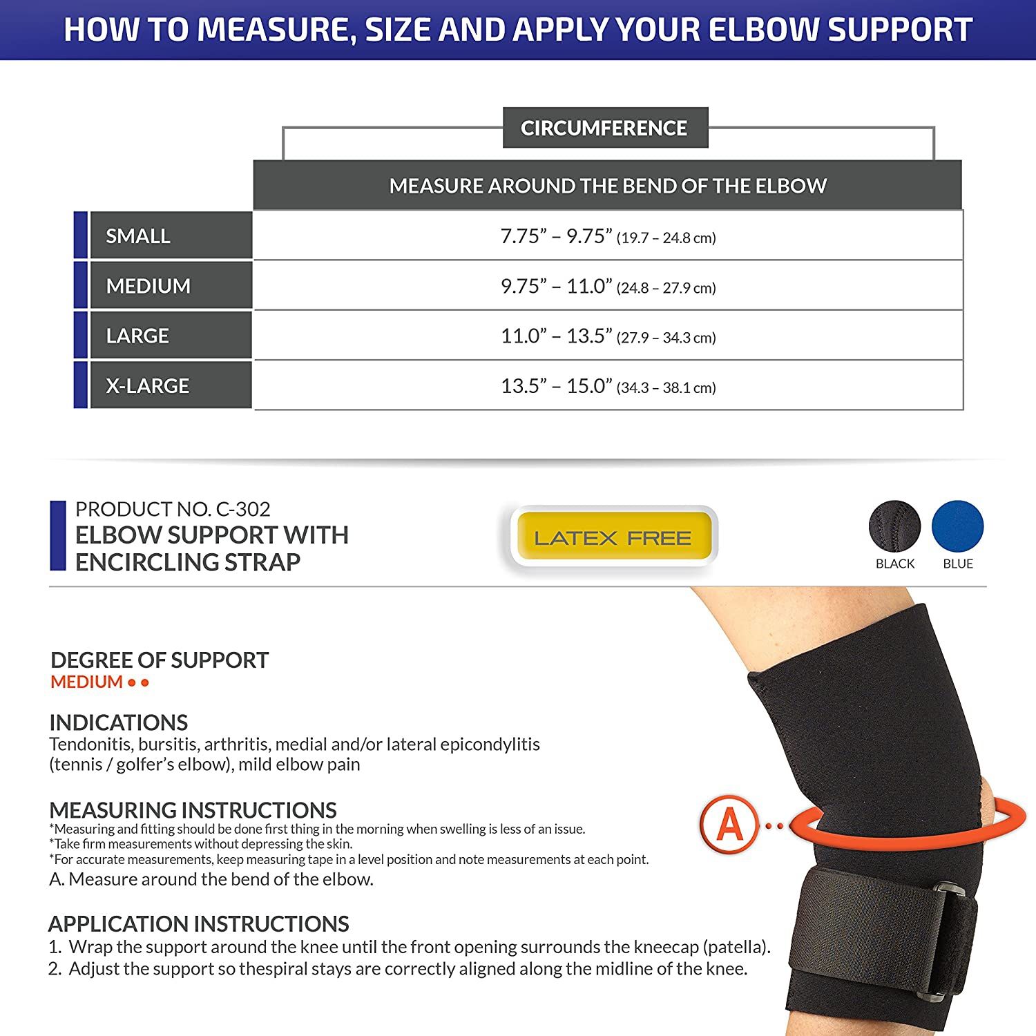 Image 6 of OTC Neoprene Elbow Support with Strap