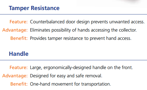 BD Sharps Container with Counterbalanced Door Features