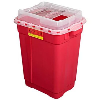 19 Gallon BD Red Sharps Container with Vertical Entry - 305609